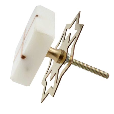 White Square Wooden Cross Stone Dresser Knobs